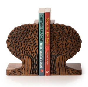 <b>Tree</b> Of Life <b>Book</b> End In Sheesham Wood Chess Bookends for Shelves Bookend 2pack Sturdy Wooden Organizer - Product Image 1