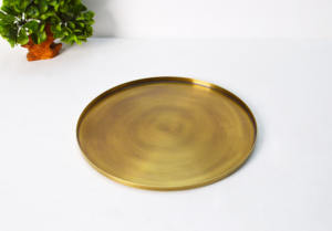 Venta al por mayor barato clásico nuevo patrón Chapado en cobre plato redondo de Metal gran oferta de lujo directo de fábrica fruta servir plato hondo - Product Image 5