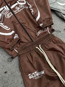 Ensemble coupe-vent en nylon de haute qualité, grande taille, à capuche, uni, style sport décontracté, respirant, streetwear d'hiver, léger, personnalisé - Product Image 6
