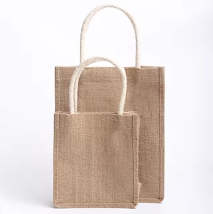 Bolsa de yute de vino impresa ecológica personalizada de calidad reutilizable con mango fuerte buen precio con patrón de dibujos animados lindo - Product Image 6