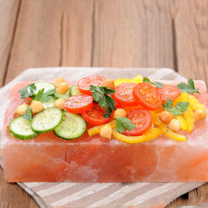 Nouveau naturel en gros forme carrée sel de l'Himalaya plaques de cuisson sculpté BBQ Grill Rack avec plateau OEM ODM Service - Product Image 5