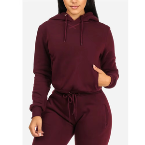 Nuevo estilo de diseño personalizado mujeres chándal venta al por mayor Slim Fit Fitness Wear chándal para damas algodón pulóver Sudadera con capucha - Product Image 4
