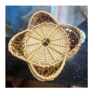 Natural Rattan <b>Placemats</b> Floral Charger Plate Handmade Rattan Table Accent Boho Chic Coastal Wedding Decor Eco-Friendly Set - Product Image 2