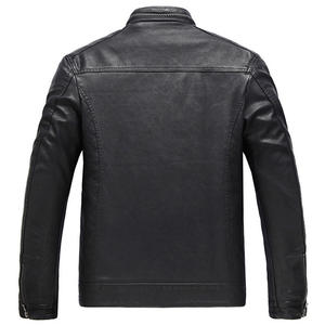 Veste en cuir d'hiver pour hommes, veste à manches longues décontractée avec fermeture éclair pour hommes, nouveauté - Product Image 2