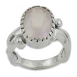 Anillo de Calcedonia con Corte Princesa en Plata 925 para Mujer, Joyería Fina con Piedra Natural, Chapado en Rodio, Certificado IGI - Product Image 2