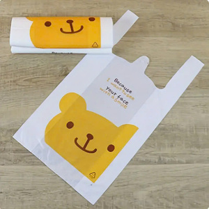 Sac en plastique HDPE/LDPE Poly T-shirt avec poignée Sac en plastique adapté aux magasins de thé au lait, supermarchés - Product Image 5