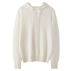 Sweat à capuche en cachemire pour femmes automne hiver pull à bord complet chaud tricot ample ODM approvisionnement avant Logo lavé à l'acide imprimé - Product Image 4