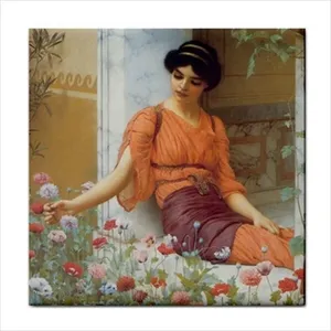 Fleurs d'été Néoclassicisme Art Godward Carreau de céramique pour dosseret ou décoration murale - Product Image 1