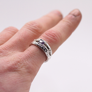 Handmade 925 Sterling Silver Sand Cast Amethyst Branch <b>Ring</b> Organic Unisex Minimalist Engagement Anniversary Wedding Band Made - Product Image 6