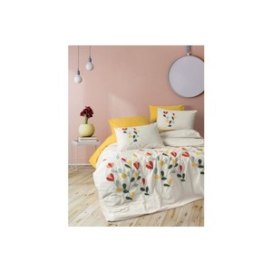 Juego de Funda Nórdica Doble Bordada de Algodón Nella Mustard King, 4 Piezas, Ropa de Cama Floral para el Hogar, Cálida y Acogedora para Invierno, Cama y Sofá - Product Image 1