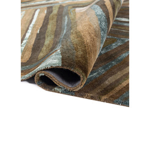 พรมขนสัตว์ผสมวิสโคสทอมือลายเส้นนามธรรมรูปสี่เหลี่ยมผืนผ้า รุ่น Genesis Blue ขนาด 9x12 นิ้ว รหัส TR-13529 สำหรับตกแต่งบ้าน ห้องนั่งเล่น ทางเดิน หนา 10 มม. - Product Image 2