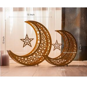 Porte-bougie décoratif en métal en forme de demi-lune découpé au laser pour le Ramadan et l'Aïd Moubarak, porte-bougie doré - Product Image 5