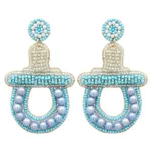 Fashion Jewelry Ethnic Style Boho Handmade <b>Glass</b> Seed Bead Embroidered Earrings Blue Color Earrings for Women and <b>Girls</b> - Product Image 6