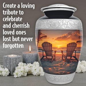 Beach <b>Urn</b> Designer Cremation <b>Urn</b> for Adult Ashes Metal Aluminium <b>Large</b> Size Funeral <b>Urns</b> Wholesale Supplies - Product Image 2