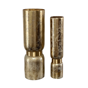 Ensemble de vases en métal doré vieilli avec des vases décoratifs texturés de qualité supérieure pour le style de table et la décoration intérieure du salon moderne - Product Image 1