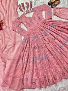 Dernière collection de créateurs Faux Georgette Heavy Sequence Broderie Work Anarkali Robe et pantalon avec Dupatta au prix de gros - Product Image 3