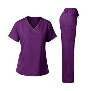 Ensemble de gommages d'allaitement pour femmes de haute qualité avec logo personnalisé uniformes médicaux tricotés avec poches élastiques pour les hôpitaux - Product Image 3