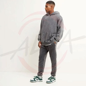 Sudadera con capucha lavada con ácido de algodón 100% de alta calidad High Street Series Washing Old Sweater Stone Washed Vintage Hoodie - Product Image 3