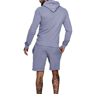 Chándal de verano de 2 piezas para hombre de la mejor calidad, sudaderas con capucha y pantalones cortos de camuflaje transpirables, patrón sólido - Product Image 6