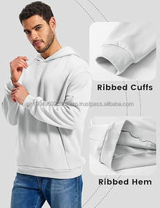 Unisex Thick Cotton Hoodie <b>Black</b> Washed Oversized Pullover With Pocket For Streetwear - Product Image 4