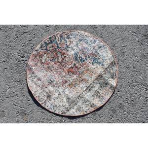 พรมขนสัตว์ทำมือสีแดงสีน้ำเงินสีแดงคลาสสิกขนาด2.3x2.3ฟุตสไตล์ตุรกีพื้นที่ขนาดใหญ่สี่เหลี่ยมผืนผ้าพื้นที่นามธรรมพื้นผิวยางขนาด10มม. สำหรับใช้ในห้องโถง - Product Image 2