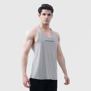 Elite Grip Men's XL Gym Vest Tank <b>Top</b> Light Grey Breathable Polyester Cotton with Hood Collar for Bodybuilding Muscle Styles - Product Image 3