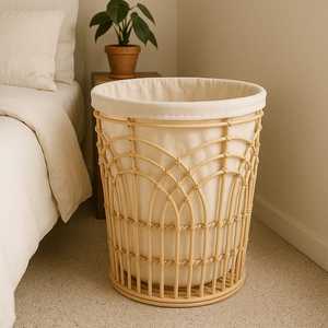 Durable Natural <b>Rattan</b> Round Storage <b>Baskets</b> with Handles Multi-Purpose for Shoes <b>Laundry</b> and Home Decor Handwoven - Product Image 1