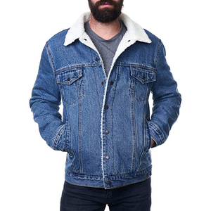 Vente de gros Doublure en polaire délavée en denim 100% coton bleu clair personnalisé Vestes jeans d'hiver pour hommes - Product Image 3