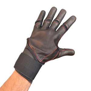 Hot Selling Best Quality Leather Baseball Batting Gloves with Customized Logo Stretchable Long Strap Cuff for Wrist Support - Product Image 4