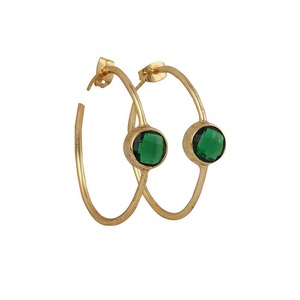 Elegante rosa fucsia piedra preciosa chapado en oro pendientes de aro redondo rosa piedra preciosa conjunto declaración pendientes joyería fiesta desgaste joyería - Product Image 6