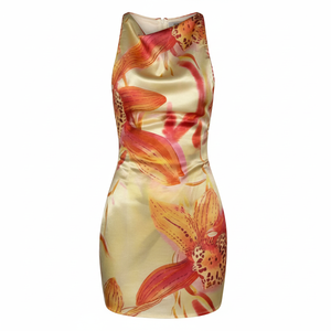 Robe mini trapèze d'été <span class=keywords><strong>vintage</strong></span> à imprimé floral, sans bretelles, pour les vacances à la plage, sexy, moulante, dos nu, écologique, vente en gros à prix abordable, avec logo - Product Image 1