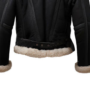 Wholesale Breathable Hooded Cotton Lined Canvas Sheepskin Leather <b>Sherpa</b> Jacket for Men Custom Design High Quality Winter Use - Product Image 6