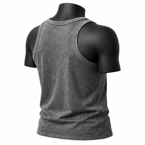 Camiseta sin mangas para hombre con lavado ácido, estilo vintage, minimalista, para fitness y gimnasio, camiseta muscular, chaleco deportivo de algodón personalizado - Product Image 5