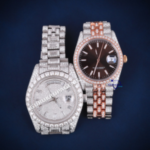 Brillante y elegante Moissanite Diamond Pareja Relojes Totalmente inundados Iced Out Relojes Romántico Regalo de San Valentín - Product Image 6