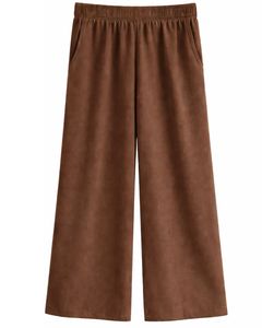 Conjunto de Dos Piezas de Ropa Casual de Invierno para Mujer, Suéter de Punto Colorblock Gris, Blanco y Marrón Personalizado y Pantalones Anchos Marrones - Product Image 2