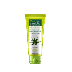Crema de Aloe Vera para Bebés Biotique con Protector Solar SPF20 y Extracto de Girasol, Humectante Natural para Todo Tipo de Piel, Hecho en India - Product Image 1