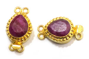 Fermoir de boîte en forme de larme de pierres précieuses rubis plaqué or 18 carats, composant de fabrication de bijoux B626, 1 à 3 brins, 27X14X10MM - Product Image 4