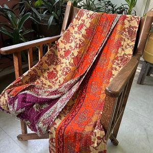 Edredón de bebé Kantha Vintage hecho a mano con estampado de bloques florales ropa de cama de algodón con relleno manta de estilo indio para uso doméstico - Product Image 1