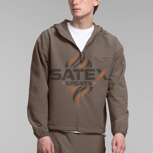 Sweat à capuche zippé pour homme 100% coton, respirant, en polaire, service OEM, haute qualité, 2 poches brodées - Product Image 1