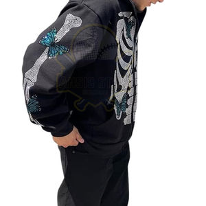 Fabricante personalizado Streetwear Vintage Boxy Fit Sun Faded Acid Washed Cotton Heavy Weight Cropped Men's Rhinestone Hoodies - Product Image 2