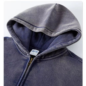 Ensemble de pantalons de survêtement à capuche pour hommes personnalisés tissu écologique lavé à l'acide en détresse fermeture éclair Style décontracté Jogger pantalons de survêtement à capuche - Product Image 6