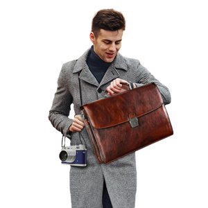 Maletín de cuero genuino personalizado para hombres de oficina de negocios, bolso para ordenador portátil de 16 pulgadas, bolso de mensajero de cuero, maletín de cuero para hombres - Product Image 3