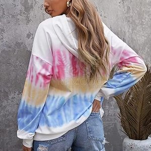 เสื้อฮู้ดมัดย้อมสำหรับผู้หญิงเสื้อฮู้ดผ้าคอตตอนเนื้อนุ่มแบบสวมหัวสไตล์ลำลองเสื้อฮู้ดมัดย้อมสำหรับผู้หญิง - Product Image 6