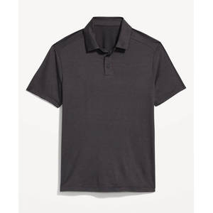Hombres transpirable negro 100% algodón Premium pesado manga corta Color sólido Polo camiseta - Product Image 4