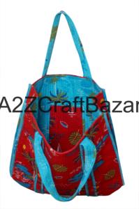 Handmade Cotton Quilted Tote <b>Bag</b> for Women Eco Friendly Bohemian Long Handle Shopping <b>Bag</b> Striped Large <b>Space</b> Rajasthan - Product Image 4