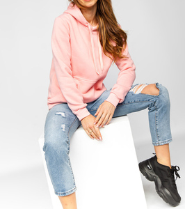 High Quality Custom 100_ Cotton <b>Fleece</b> Long Sleeve <b>Quarter</b> <b>Zip</b> Ladies With Pocket Women Winter Tops Streetwear Hoodie for Women - Product Image 3