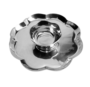 Bol à croustilles et trempette en acier inoxydable pour servir des croustilles et autres collations Plateau à croustilles arrondi de finition moderne fabriqué en Inde - Product Image 6