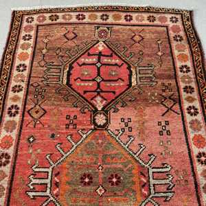Turkish Rug, 3.8x12.1 ft <b>Runner</b> Rug, <b>Red</b> Brown Herki Wool Rug - Product Image 5