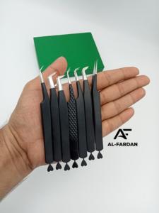 Top Trending Custom Heart Logo Matte Black Pinzas de pestañas de acero inoxidable Herramienta de extensión de pestañas de Punta puntiaguda de alta calidad - Product Image 2