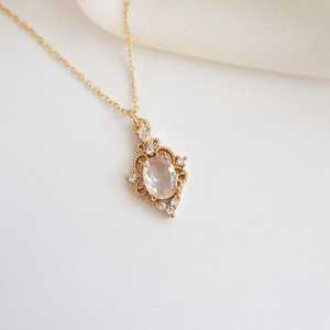 Collier vintage en filigrane de haute qualité en zircon CZ, argent sterling 925, plaqué or 14 carats, sans nickel, sans plomb, certifié IGI - Product Image 5